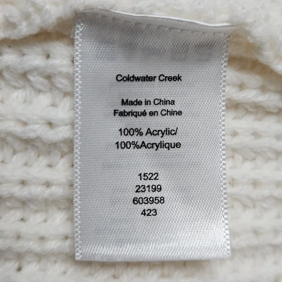 Coldwater Creek Christmas Sweater Ivory With Red Accents Size 3 XL - Picture 8 of 9